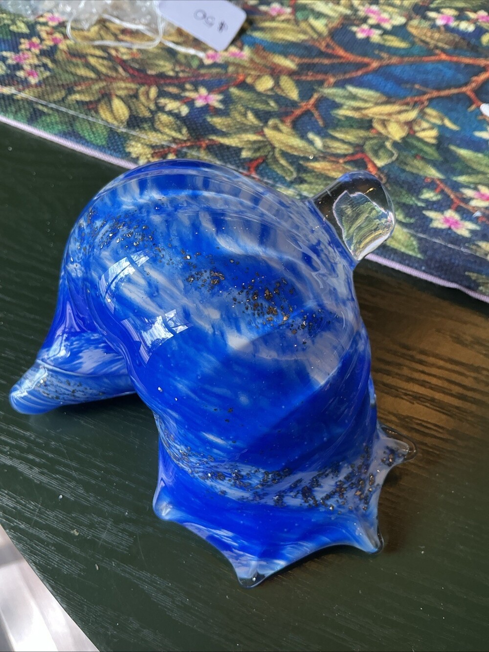 Hand Blown 5.5” Glass Sea Shell Iris Bohemia Art Glass Czech Republic Signed